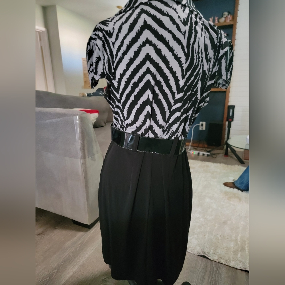 Enfocus Studio Monochrome Animal Print Dres-size12 - Picture 5 of 6